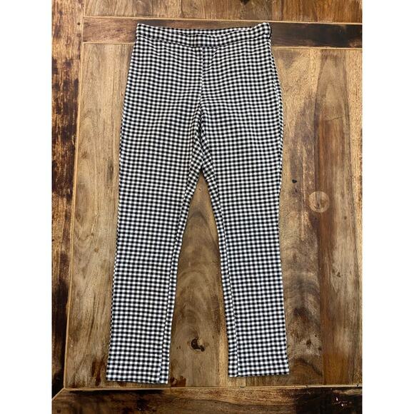 Free People White Black Gingham Pattern Skinny Pants Size 4 - Picture 3 of 6